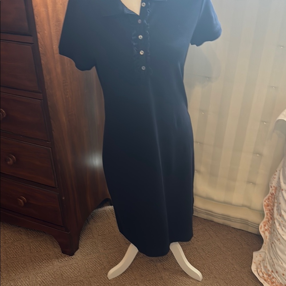Talbots Black and White Buttoned Sheath Dress